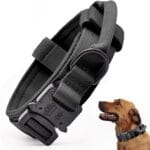 Tactical Dog Collar, Adjustable Military Training Nylon Dog Collar with Control Handle and Heavy Quick-Release Metal Buckle for Small Medium Large Dogs, Black L