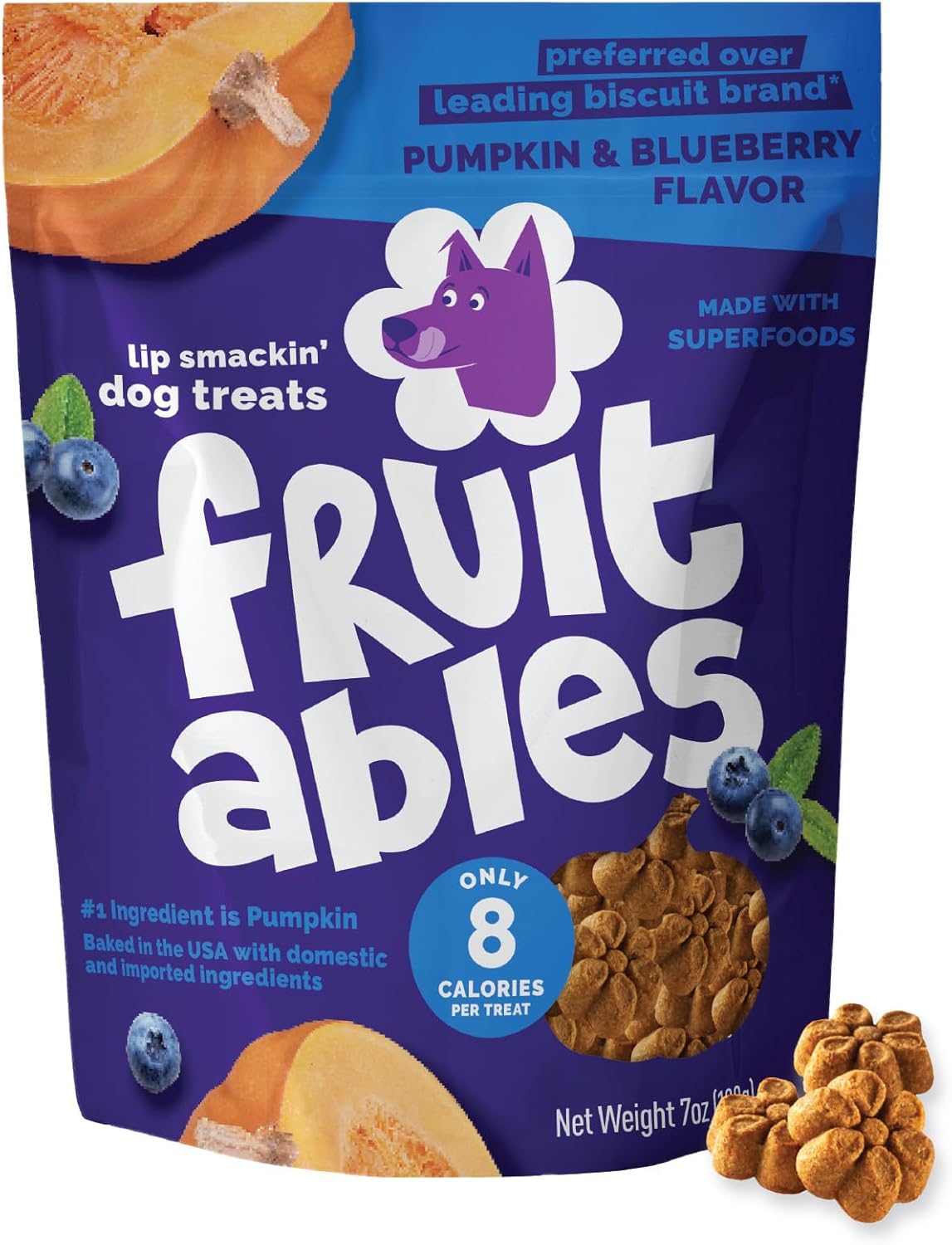 Fruitables Baked Dog Treats Pumpkin Treats For Dogs Healthy Low Calorie Rewards Free Of Wheat, Corn And Soy Pumpkin And Blueberry 7 Ounces Fruitables Baked Dog Treats Pumpkin Treats for Dogs Healthy Low Calorie Rewards Free of Wheat, Corn and Soy Pumpkin and Blueberry 7 Ounces