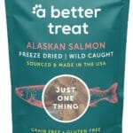 A Better Treat  Freeze Dried Salmon Dog Treats, Wild Caught, Single Ingredient | Natural High Value | Gluten Free, Grain Free, High Protein, Diabetic Friendly | Natural Fish Oil | Made in The USA