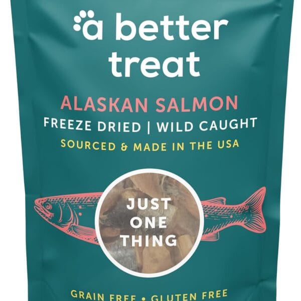 A Better Treat  Freeze Dried Salmon Dog Treats, Wild Caught, Single Ingredient | Natural High Value | Gluten Free, Grain Free, High Protein, Diabetic Friendly | Natural Fish Oil | Made in The USA