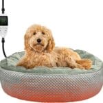 Heated Bed for Cat & Puppy - Electric Warmer with Removable, Waterproof Heater - Washable, Adjustable Timer & Temperature - Small Dog Size (Gray; L)