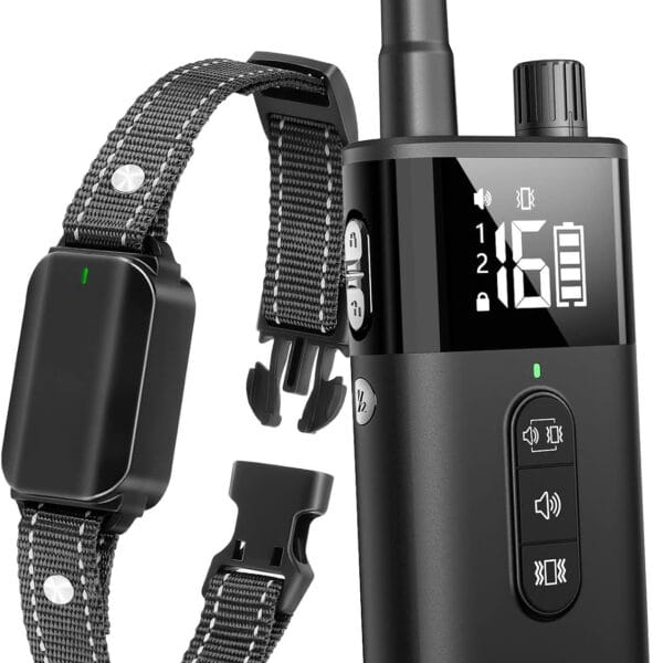 No Shock Dog Training Collar with Remote, Dog Vibration Collar with Controller Beep and Vibrate Only, Safe Lock Waterproof Rechargeable Vibrating Collars for Dogs(10-120 lbs)-No Prongs (Black)