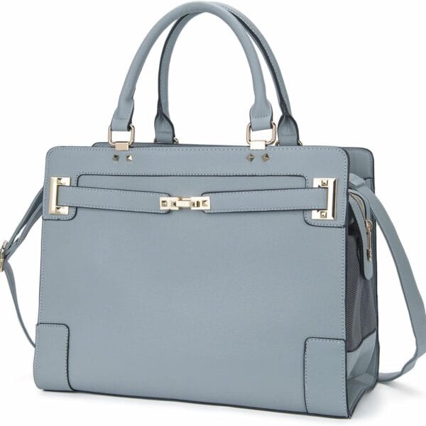 Fashion Pet Carrier Dog Cat Carrier Purse Soft-Sided Leather Handbag Pet Tote Bag for Small Dogs Puppy and Cats TSA Airline Approved (Grey)