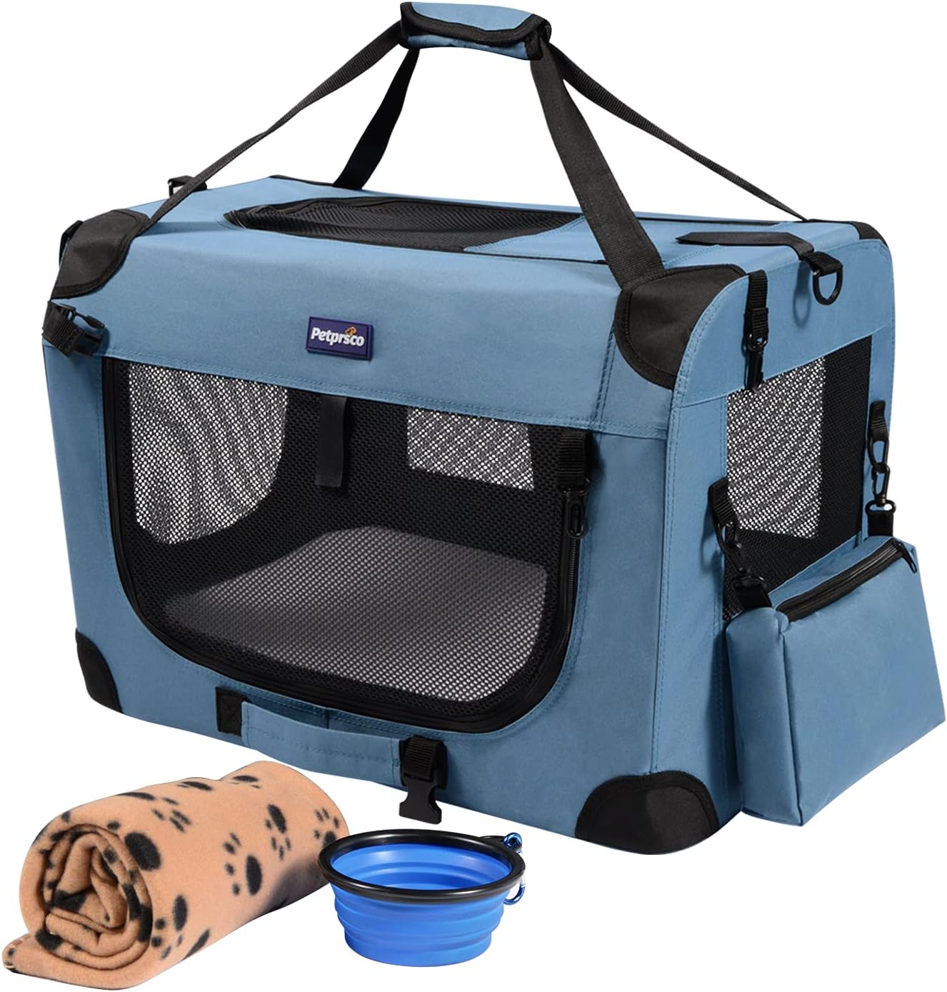 Petprsco Portable Collapsible Dog Crate, Travel Dog Crate 24x17x17 With Soft Warm Blanket And Foldable Bowl For Large Cats & Small Dogs Indoor And Outdoor Petprsco Portable Collapsible Dog Crate, Travel Dog Crate 24x17x17 with Soft Warm Blanket and Foldable Bowl for Large Cats & Small Dogs Indoor and Outdoor