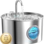 Cat Water Fountain Stainless Steel: 74oz/2.2L Cat Fountain for Drinking - Pet Water Fountain for Cats Inside - Quiet Cats Water Bowl Dispenser - Kitty Drinking Fountains - for Pets& Small Animals
