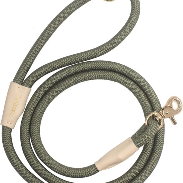Lobster Snap Pet Leash 5FT, Special Strong Nylon Rope Dog Leash, Solid Color Rope Dog Lead for All Breeds (Army Green,5ft*10mm)