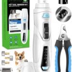 Dog Nail Grinder & Clipper 2-in-1 Set - 25dB Ultra Quiet with 3 Grinding Wheels & 2 LED Lights, Rechargeable for Large/Puppy Dogs & Cats, 3-Speed Adjustable for Anxious Pets