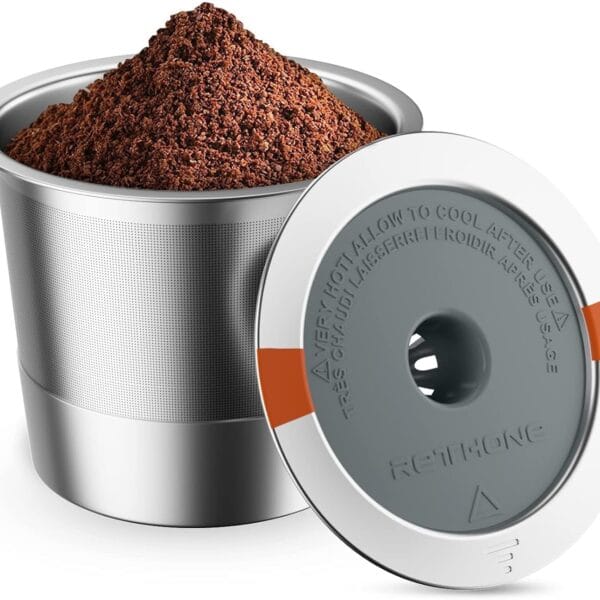 RETHONE K Cup Reusable Coffee Pods, Stainless Steel Reusable K Cups Coffee Filter Compatible for Keurig 1.0 & 2.0 Coffee Makers BPA-Free Refillable Coffee Filters (1 Pack)