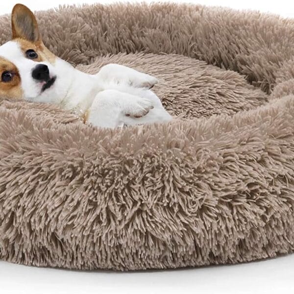 MIXJOY Orthopedic Dog Bed Comfortable Donut Cuddler Round Pet Beds Ultra Soft Washable Dog and Cat Cushion (20''/23''/30'') (23'', Brown)