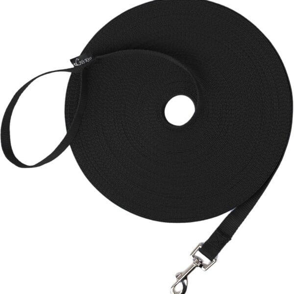 Hi Kiss Dog/Puppy Obedience Recall Training Agility Lead - 15ft 20ft 30ft 50ft 100ft Training Leash - Great for Play, Camping, or Backyard - Black 30ft