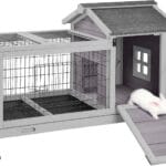 Aivituvin Rabbit Hutch Indoor Bunny Cage Outdoor Bunny House with Wire Floor Leakproof Plastic Tray