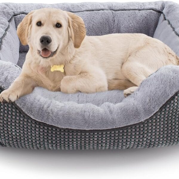 INVENHO Medium Dog Beds for Medium Dogs Washable, Rectangle Dog Bed Medium Size Dog, Orthopedic Dog Bed, Warming Soft Calming Sleeping Puppy Bed Durable Pet Bed with Anti-Slip Bottom M(30"x24"x9")