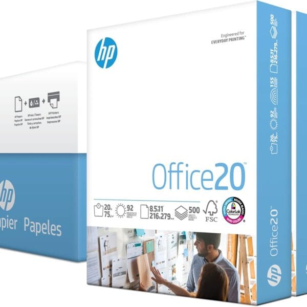 HP Printer Paper | 8.5 x 11 Paper | Office 20 lb | 3 Ream Case - 1500 Sheets | 92 Bright | Made in USA - FSC Certified | 112090C, White