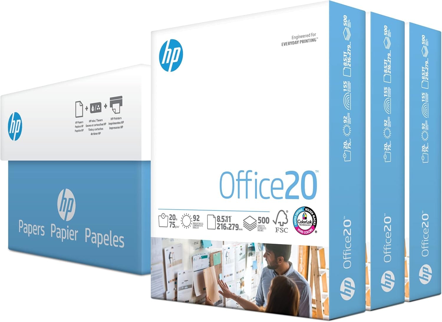 HP Printer Paper | 8.5 X 11 Paper | Office 20 Lb | 3 Ream Case 1500 Sheets | 92 Bright | Made In USA FSC Certified | 112090C, White HP Printer Paper | 8.5 x 11 Paper | Office 20 lb | 3 Ream Case - 1500 Sheets | 92 Bright | Made in USA - FSC Certified | 112090C, White