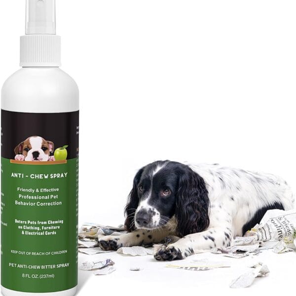 No Chew Bitter Spray for Dogs, 8 Oz Puppy Dog Deterrent Spray Stop Chewing and Licking of Furniture, Shoes, Pet Training & Behavior Aids Spray Indoor & Outdoor Use