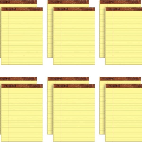 TOPS 8.5 x 11.75 Legal Pads, 12 Pack, The Legal Pad Brand, Wide Ruled, Yellow Paper, 50 Sheets Per Writing Pad, Made in the USA (7532)