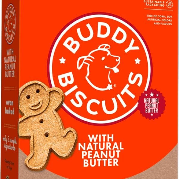 Buddy Biscuits 16 oz. Box of Grain-Free Crunchy Dog Treats Made with Natural Peanut Butter