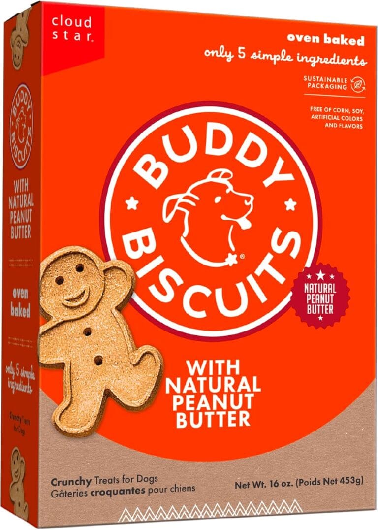 Buddy Biscuits 16 oz. Box of Grain-Free Crunchy Dog Treats Made with Natural Peanut Butter