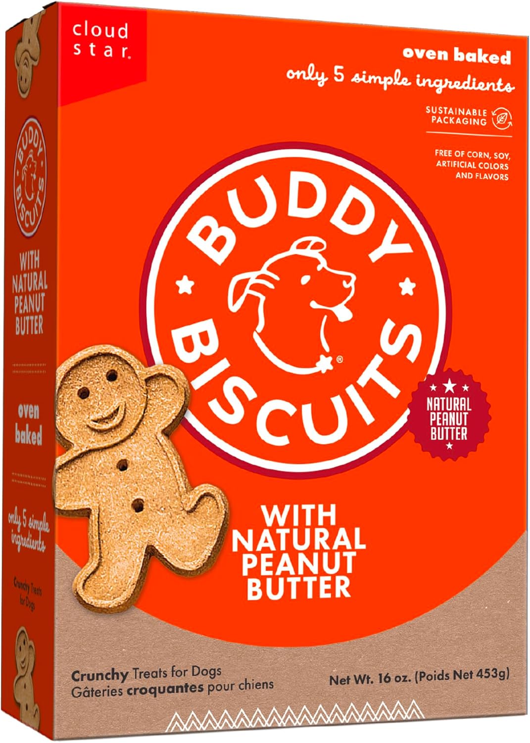 Buddy Biscuits 16 Oz. Box Of Grain Free Crunchy Dog Treats Made With Natural Peanut Butter Buddy Biscuits 16 oz. Box of Grain-Free Crunchy Dog Treats Made with Natural Peanut Butter