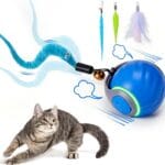 BABORUI Interactive Cat Toy Ball - Automatic Interactive Cat Toys for Indoor Cats with 3 Tails, 2 Speeds Rechargeable Cat Enrichment Toys for Small/Medium/Large Cats to Keep Them Busy(Blue)
