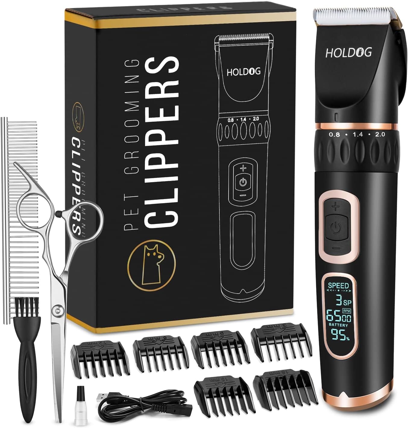 Dog Clippers Professional Heavy Duty Grooming Clipper 3 Speed Low Noise High Power Rechargeable Cordless Pet Tools For Small & Large Dogs Cats Pets With Thick Coats Dog Clippers Professional Heavy Duty Grooming Clipper 3-Speed Low Noise High Power Rechargeable Cordless Pet Tools for Small & Large Dogs Cats Pets with Thick Coats