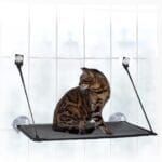 K&H Pet Products EZ Mount Cat Window Perch for Large Cats, Sturdy Kitty Sill Window Hammock Bed, Steel Frame, Sturdy Suction Cups, Washable Shelf Cover, Foldable - Fits 27"W X 23"H Glass Spaces