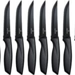 Steak Knives Set of 8,Sharp Serrated Steak Knife Set of 8,Stainless Steel Steak Knife Set,High-Carbon Steak Knives,Black Handle Steak Knifes,Ergonomic Kitchen Knives Set for Precise Cutting