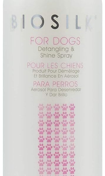 BioSilk for Dogs Silk Therapy Detangling Plus Shine Mist for Dogs | Best Detangling Spray for All Dogs & Puppies for Shiny Coats and Dematting | 8 Oz Bottle (Packaging May Vary)