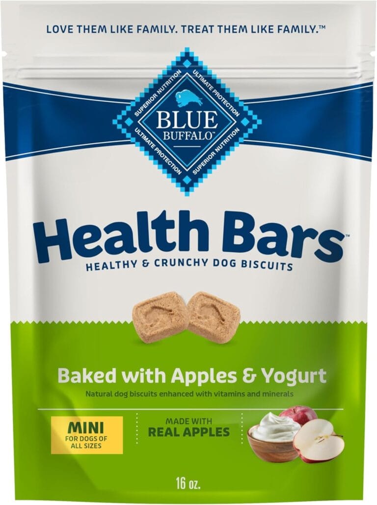 Blue Buffalo Health Bars Mini Crunchy Dog Biscuits, Oven-Baked with Natural Ingredients, Apples & Yogurt, 16-oz Bag