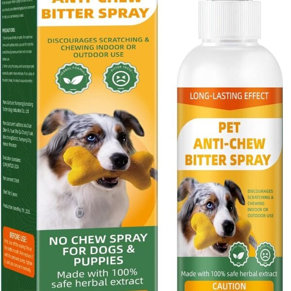 No Chewing Spray for Dogs, Anti-Chew Bitter for Dog Behavior Training Aid Spray, Natural Ingredients, Protect Furniture Shoes Belongings, Stop Chewing, Licking, Biting for Dog Deterrent Spray