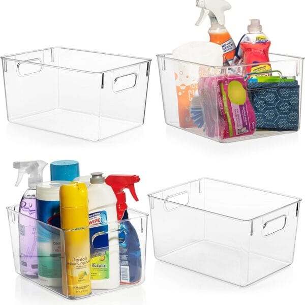 ClearSpace Clear Plastic Storage Bins  Pantry Organizers & Storage Containers, Cabinet Organizer - Home Organization Must Haves for Kitchen, Laundry Room, Office, Closet, Garage & Freezer