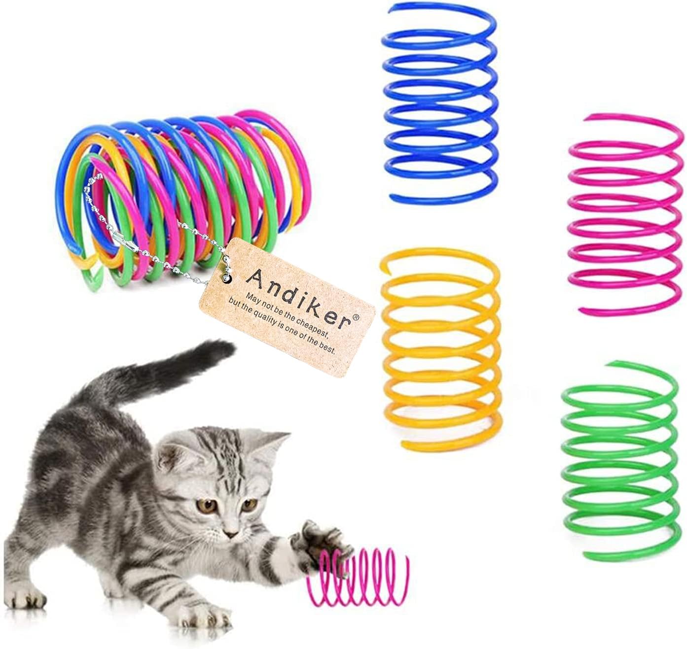 Andiker Interactive Cat Spiral Creative Spring Toy To Kill Time And Keep Fit, Sturdy And Heavy Plastic For Swatting, Biting, Hunting Kitten Toys, Colorful, 12 Pcs Andiker Interactive Cat Spiral Creative Spring Toy to Kill Time and Keep Fit, Sturdy and Heavy Plastic for Swatting, Biting, Hunting Kitten Toys, Colorful, 12 pcs