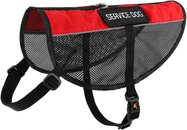 PLUTUS PET Service Dog Vest with 2 Removable Patches, Light Weight and Breathable Mesh Service Animal Harness,Perfect for Summer and Hot Days,Red,M,Girth 22.8-27"