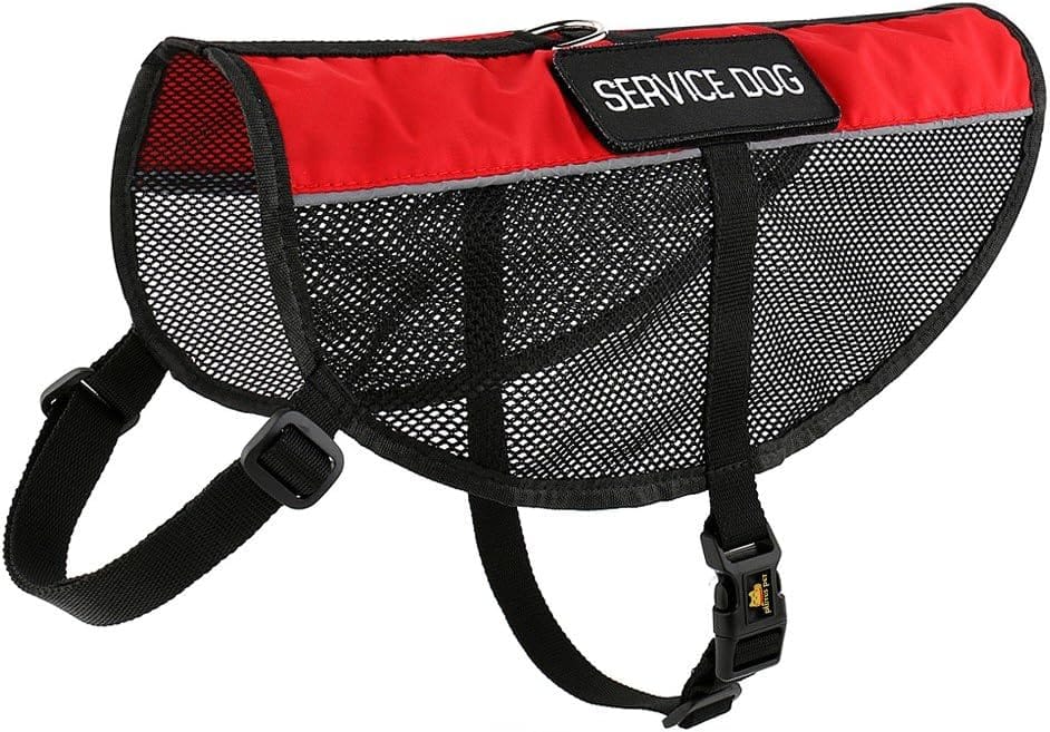 PLUTUS PET Service Dog Vest With 2 Removable Patches, Light Weight And Breathable Mesh Service Animal Harness,Perfect For Summer And Hot Days,Red,M,Girth 22.8 27" PLUTUS PET Service Dog Vest with 2 Removable Patches, Light Weight and Breathable Mesh Service Animal Harness,Perfect for Summer and Hot Days,Red,M,Girth 22.8-27"
