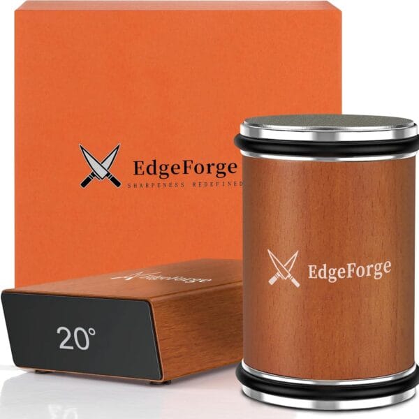 EdgeForge Rolling Knife Sharpener Kit - Beech Wood Magnetic Rolling Sharpener for Knives with 15 & 20 Degree Angles - Elegant Gift for Chefs & Cooks - Knife Sharpening Kit for Kitchen & Pocket Knives