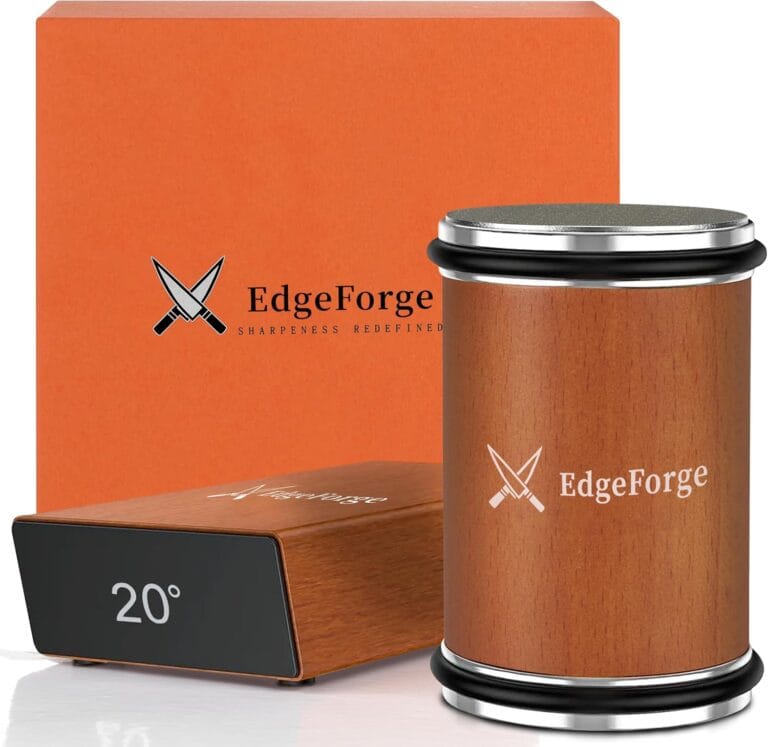 EdgeForge Rolling Knife Sharpener Kit - Beech Wood Magnetic Rolling Sharpener for Knives with 15 & 20 Degree Angles - Elegant Gift for Chefs & Cooks - Knife Sharpening Kit for Kitchen & Pocket Knives