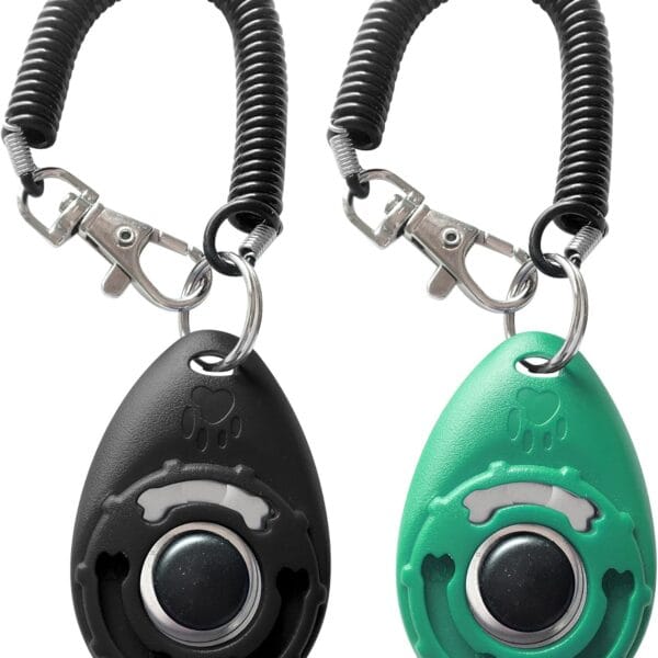 Pet Training Clicker with Wrist Strap - Dog Training Clickers (Black +Bluegreen)
