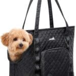 Pecute Dog Purse Carrier, Dog Carrier with Pockets for Small Dogs, Fits Dogs 5.5 lbs to 11 lbs, Cat and Puppies Tote Bag, Outing, Travel, Vet, Black