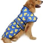 HDE Dog Raincoat Jacket Reflective Adjustable Hooded Pet Poncho Rain Coat with Leash Hole for Small to X-Large Dogs Rubber Ducks - L