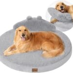 Large Dog Bed - Orthopedic Dog Beds for Extra Large Dogs with Washable Removable Cover Waterproof Pet Beds with Pillow - Light Gray