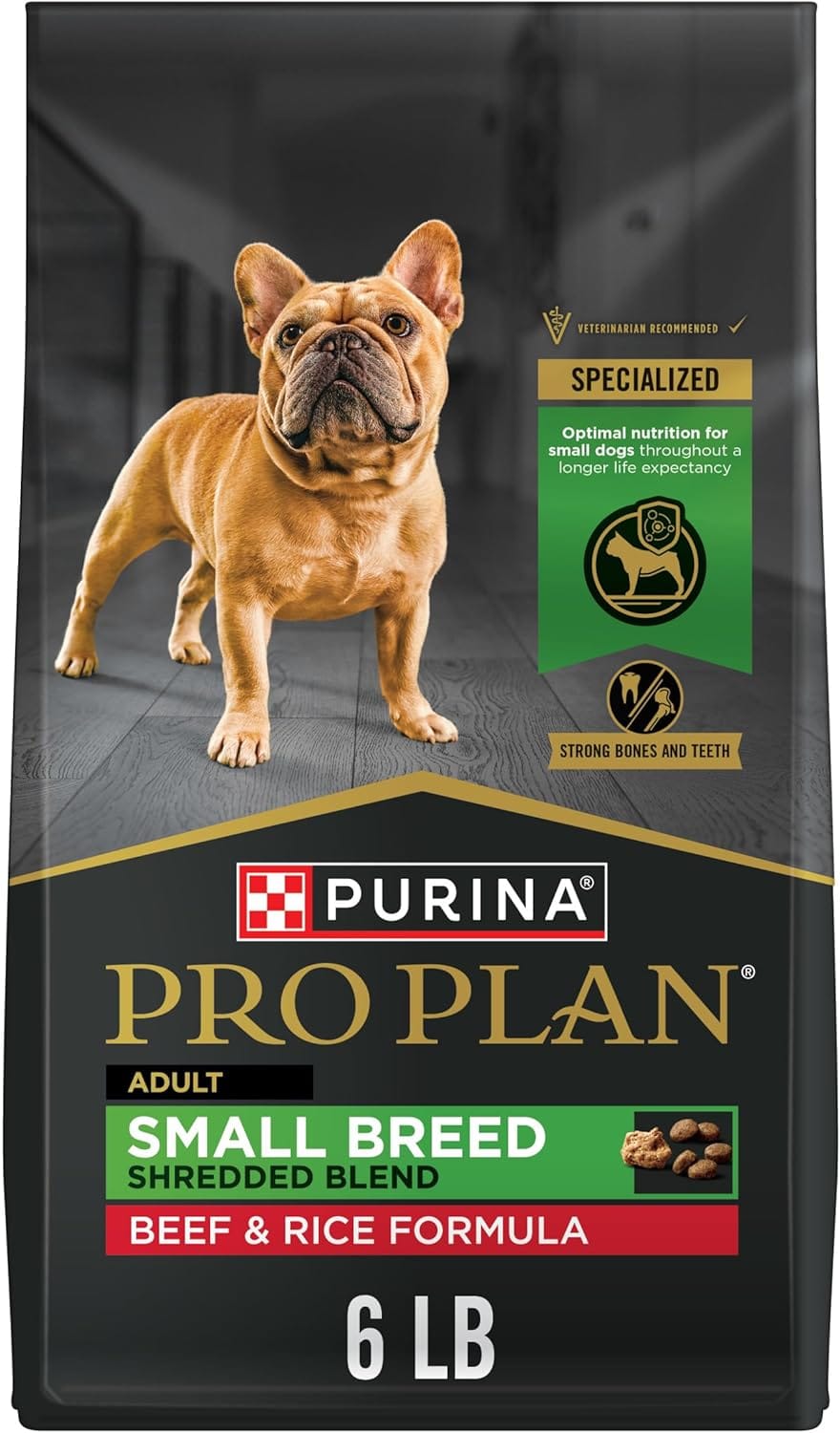 Purina Pro Plan Small Breed Dry Dog Food, Shredded Blend Beef And Rice Formula With Guaranteed Live Probiotics 6 Lb. Bag Purina Pro Plan Small Breed Dry Dog Food, Shredded Blend Beef and Rice Formula With Guaranteed Live Probiotics - 6 lb. Bag