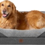 EHEYCIGA Memory Foam XL Dog Bed for XLarge Sized, Extra Large Orthopedic Dog Sofa with Sides and Waterproof Liner, Washable Bolster Pet Bed Couch with Removable Cover, 42x30x7.5 Inch, Grey