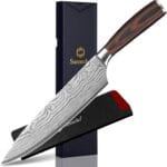 Sunnecko Chef Knife 8 inch,High Carbon Stainless Steel Kitchen Knife,Ultra Sharp Gyutou Cutting Knife with Sheath and Gift Box for Family & Restaurant