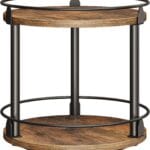 Lazy Susan Organizer, Rotating Spice Rack, 2 Tier Spice Turntable Organizer, Industrial Turntable Spice Holder, for Kitchen Countertop and Cabinet, Compact and Versatile, Rustic Brown SR22BR