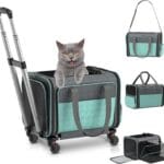 Cat Carrier with Wheels Airline Approved: Betopet Expandable Rolling Dog Carrier for Small Dog Under 25lbs - Cat Soft Carrier Pet Travel Bag TSA Approved Under Seat for Airplane Transport Flight