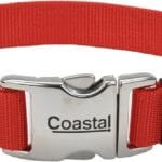 Coastal Pet Adjustable Dog Collar with Metal Buckle - Comfortable Fade-Resistant Dog Collar with Snap Lock - Perfect for Walking & Tie Outs - Red - 3/4" x 14" - 20"
