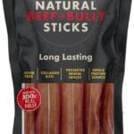 Canine Naturals | Natural Beef & Bully Sticks | Long-Lasting, Odor Free, High Protein Chews Made with 100% Real Bully | 4 Count Medium Sticks