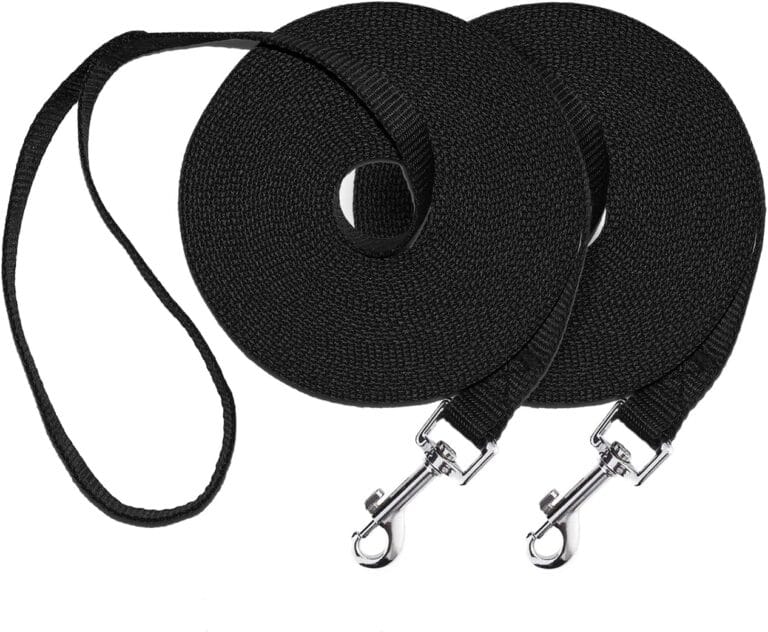 Dog/Puppy Obedience Recall Training Agility Lead - 30ft Training Leash - Great for Training, Play, Camping, or Backyard, 2 Packs Black Long Leash