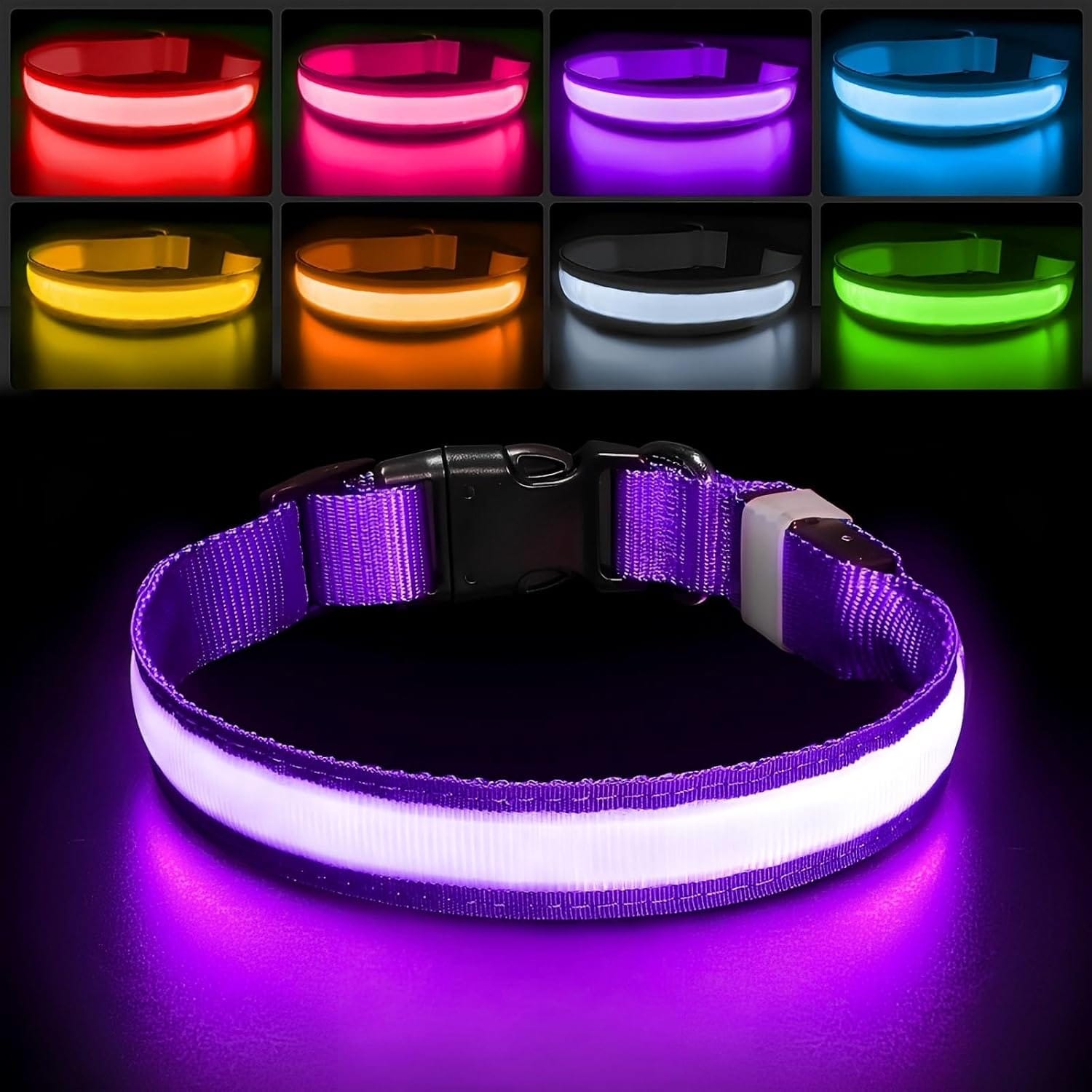 PcEoTllar Light Up Dog Collar For Night Walking LED Dog Collar Light Rechargeable Color Changing, Glow In The Dark Dog Collars Waterproof Glowing Dog Collars For Large Small Medium Dogs PcEoTllar Light up Dog Collar for Night Walking - LED Dog Collar Light Rechargeable Color Changing, Glow in The Dark Dog Collars Waterproof Glowing Dog Collars for Large Small Medium Dogs