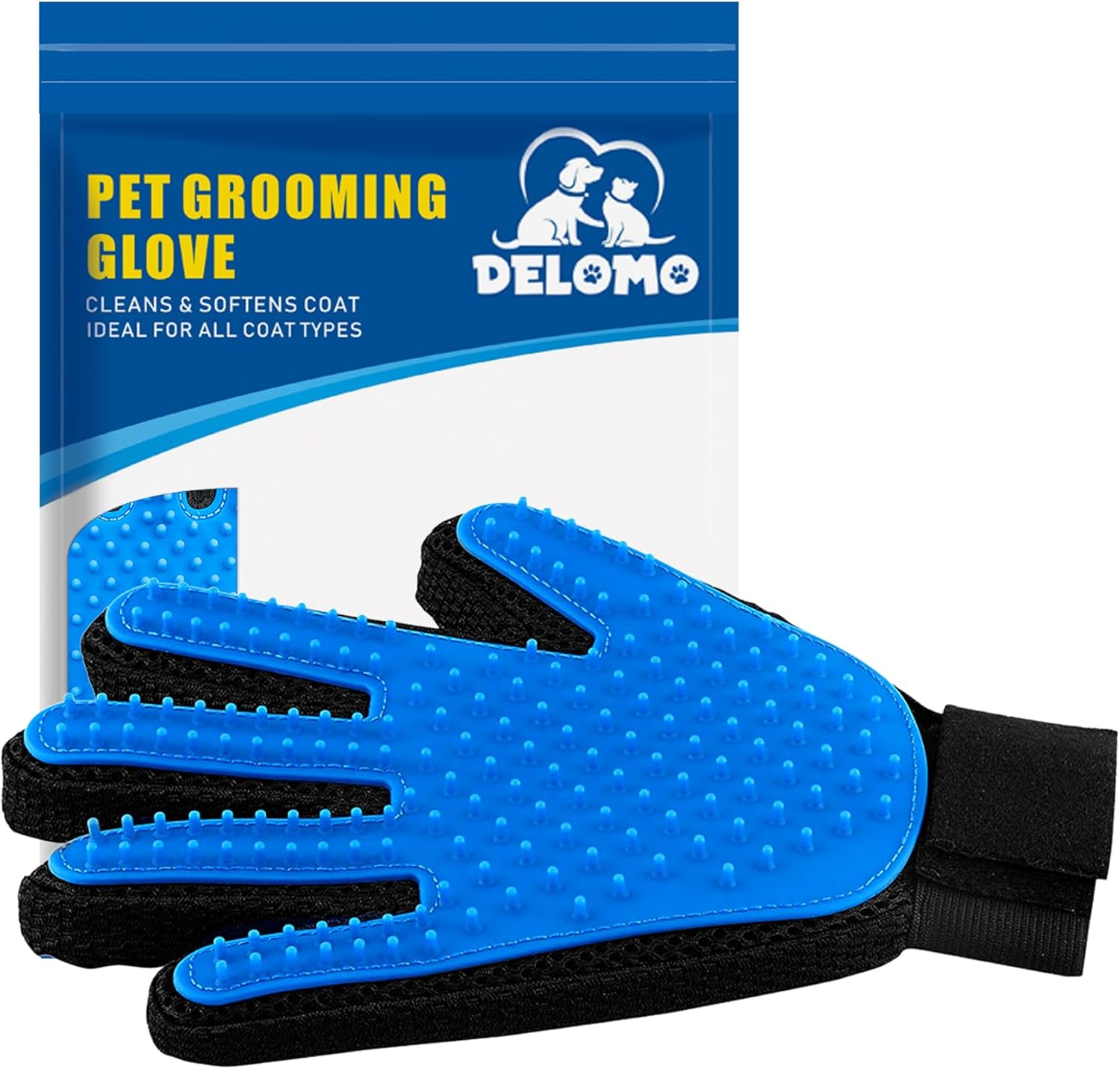 Pet Hair Remover Glove Gentle Pet Grooming Glove Brush Deshedding Glove Massage Mitt With Enhanced Five Finger Design Perfect For Dogs & Cats With Long & Short Fur 1 Pack (Right Hand), Blue Pet Hair Remover Glove - Gentle Pet Grooming Glove Brush - Deshedding Glove - Massage Mitt with Enhanced Five Finger Design - Perfect for Dogs & Cats with Long & Short Fur - 1 Pack (Right-Hand), Blue